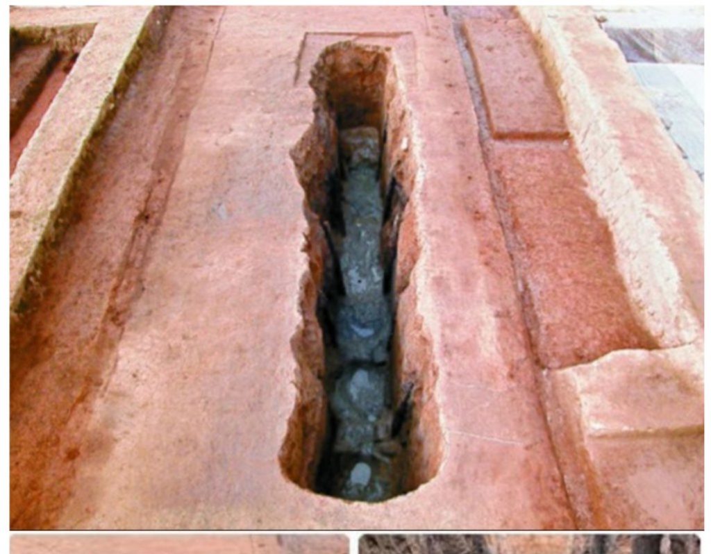 百済遺跡の穴から発見された臭い黒い土jpg