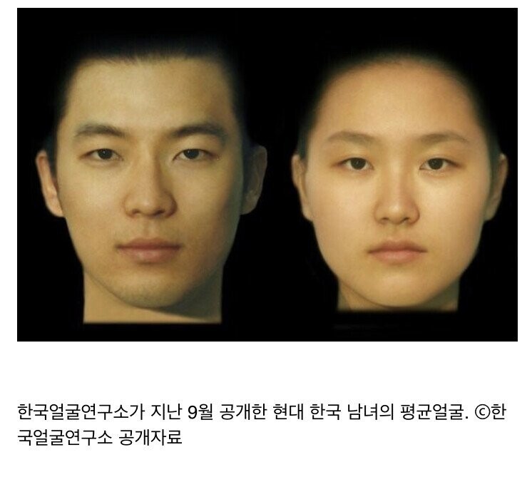 韓国顔研究所が公開した現代男女の平均顔