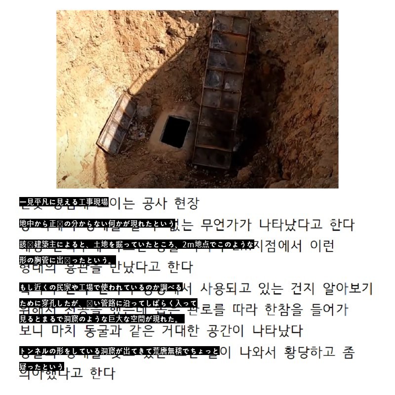 ヤックスアブ麗水の工事現場で発見されたトンネルのような地下空間