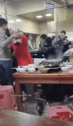 中華料理店乱闘gif