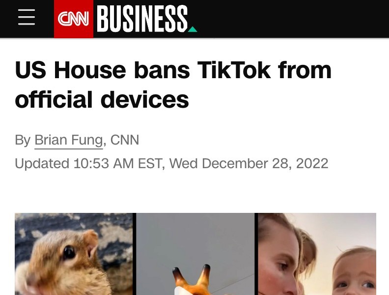 CNN米議会公式機器でTikTokアプリを全面禁止