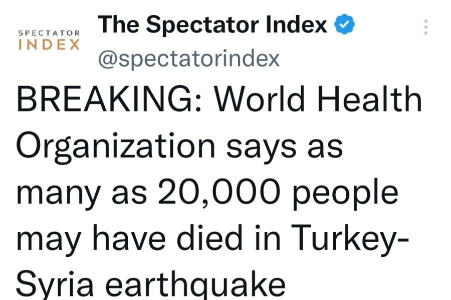 WHOのテュルキエとシリアの大地震で最大2万人の死亡予測