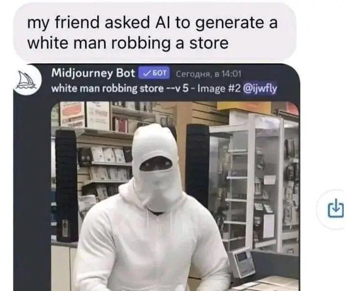 AI、商店で窃盗する白人を描いて