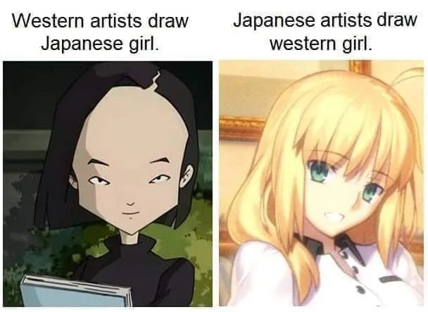西洋人が描いた日本人少女 日本人が描いた西洋人少女