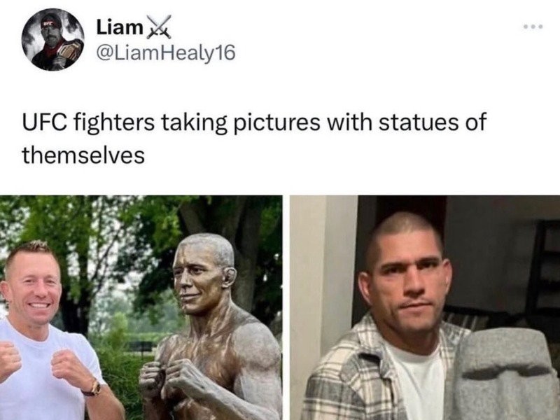 本人の銅像と写真を撮ったUFC選手