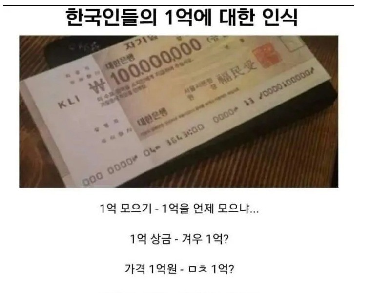 韓国人の1億に対する認識