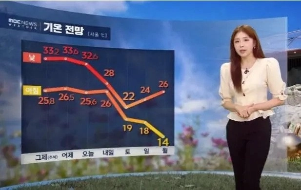 韓国の1週間の気温の変化