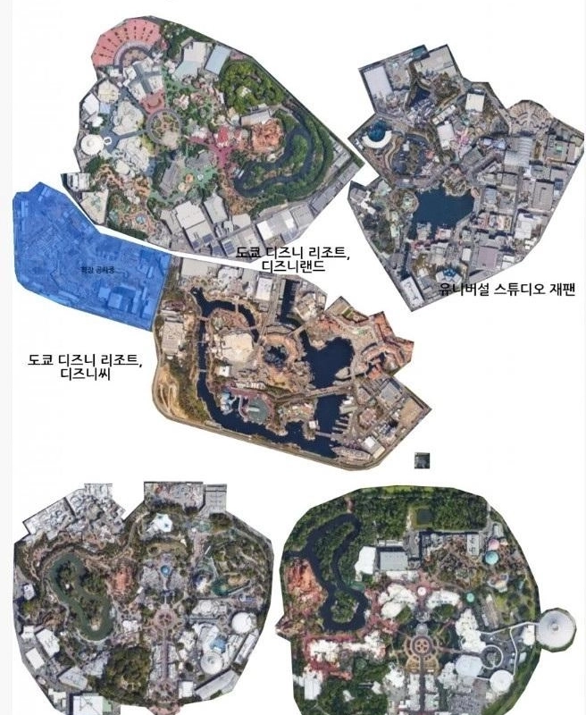 韓国の遊園地とディズニーランドのサイズ比較。