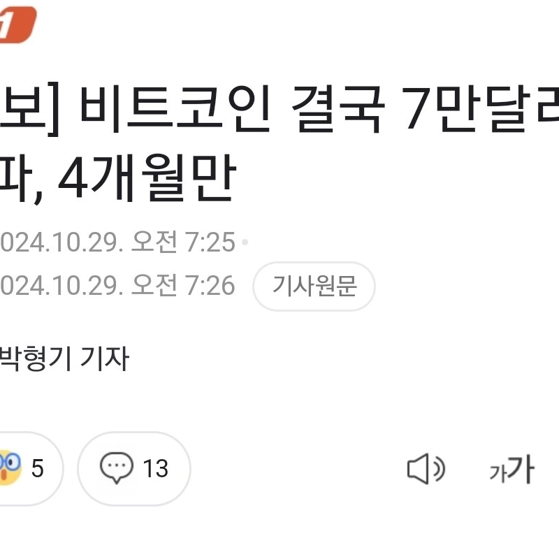 [速報]ビットコインは最終的に7万ドルを突破、4ヶ月