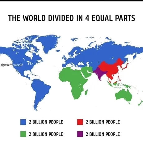 世界人口を20億ずつ分ければ