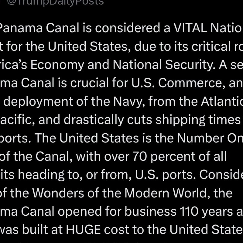 速報）トランプ、パナマ運河のバガッジ料金徴収中止要求。拒否した場合の運河の返却要求