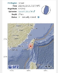 [地震速報]台湾ジャイシ規模6.2地震発生/震度6首都直下地震発生