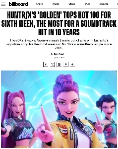 k -popデーモンハンターゴールデン6週ビルボード1位