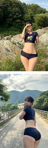 谷でのシナリンアスリートのスタイルの水着の怒り