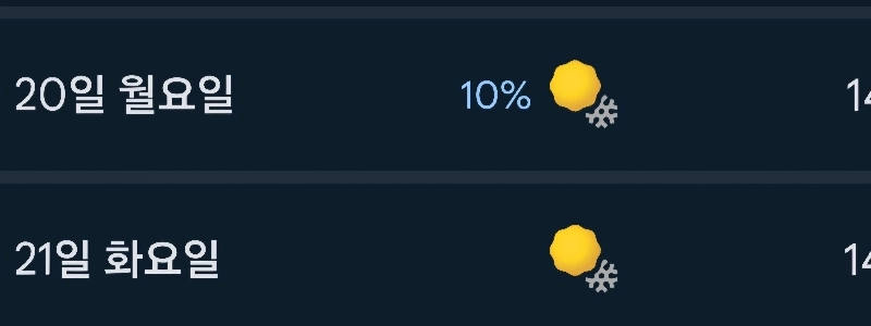10月には雪が降るかもしれないとの予報