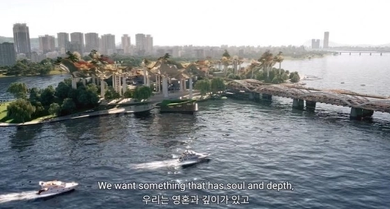 ソウルのランドマークとして掲げられているノドゥル島の鳥瞰図