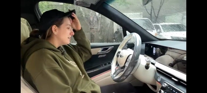 用事中にショックを受ける外国人の嫁