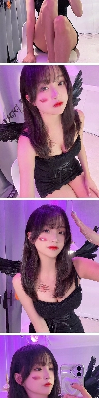 ココが放送復帰 ハロウィンコスプレ黒スリップ谷間