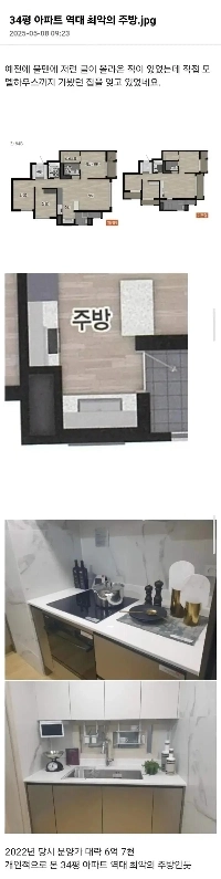 2022年に6億ウォンで販売された34坪アパートのキッチンレベル