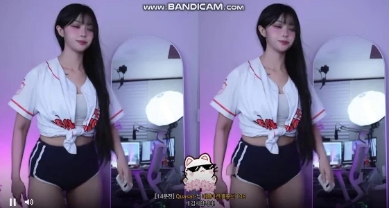 (SOUND)野球ユニフォーム＋イルカパンツを着たジャニーンのトゥワークリアクション