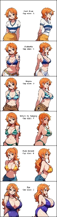 ワンピース ナミ 時間の経過とともに胸が大きくなるのが嫌いです。