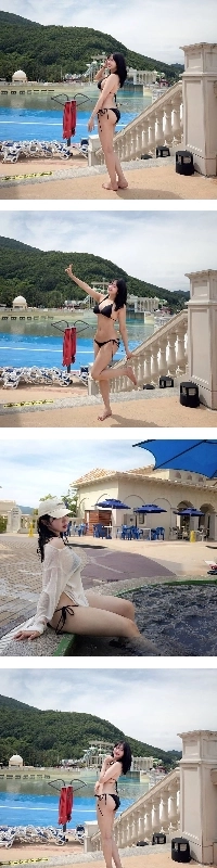 ウォーターパークに行ったYouTuberチョン・ダビョル、黒い紐ビキニを着た