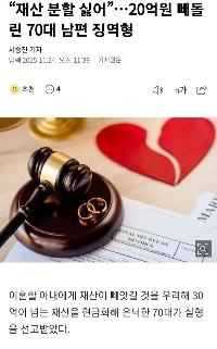 「財産分与は嫌だ」…20億ウォン横領の夫に実刑判決