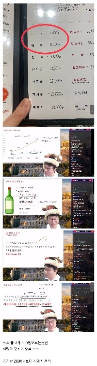 焼酎7,000ウォンレストラン奇跡の計算方法