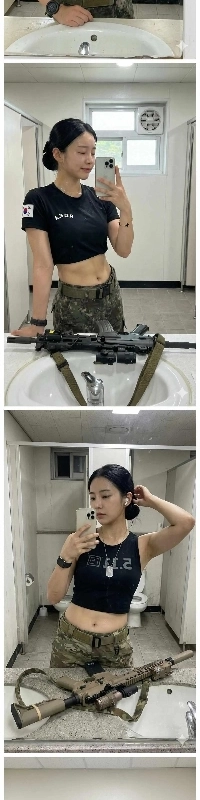 Aiさんが描いた訓練後に自撮りする韓国女性兵士.jpg