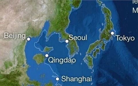 すべての氷河が溶けたと仮定した東アジア 3 か国