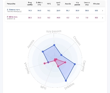 今シーズンのシモンズとワーツの詳細な統計グラフの衝撃的な比較
