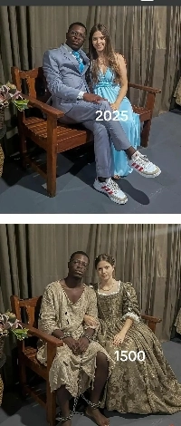 奥さんと昔の写真を撮る