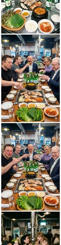 Aiさんが描いた豚バラレストランでディナーをする海外セレブたち