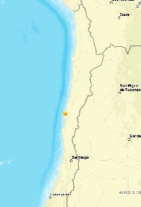 【地震ニュース】チリ・ヴァレナル沖でマグニチュード5.2の地震が発生