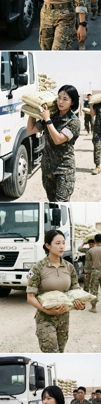 Aiさんが描いた休憩と作業をする韓国の女性兵士