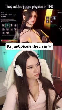 (SOUND)キャラクターの胸の動きを真似する女性