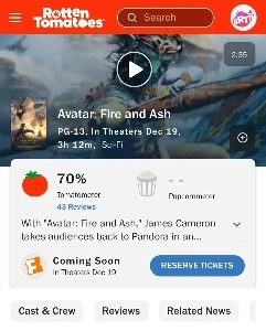 アバター 3 ロッテン トマト スコア更新