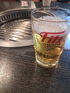 息子と一緒に豚カルビを食べました。