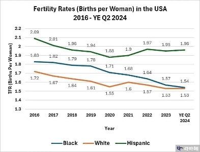 米国黒人の人種別出生率の傾向