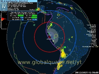 【地震速報】ペルーでマグニチュード6.2最大震度IVの地震発生ㄷㄷ