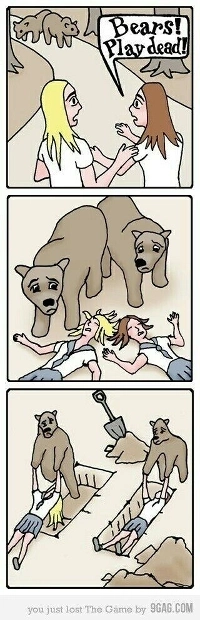 クマの前では気を失うな