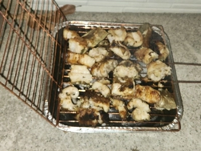 寒い朝は炭火焼き