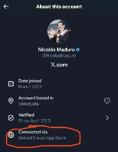 マドゥロ x アカウントの国所在地が米国に変更されました