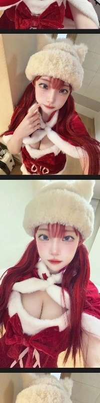 私はチャンミさんがインスタグラムに投稿した写真です。サンタの女の子の胸の谷間。