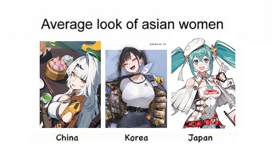 韓国、中国、日本の女性の平均的な外見