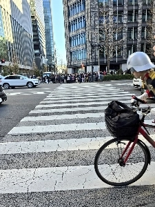 写真を撮っていたらバイクが斜めに引っかかってしまいました。