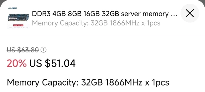 DDR3も大幅に値上がりしました。