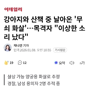犬と散歩中に「鉄の矢」が飛んできた。ニュース