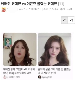 かわいい有名人 vs 自分がかわいいことに気づいていない有名人