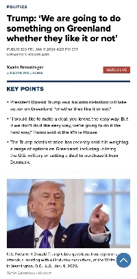 【速報】トランプ政権、グリーンランドには選択の余地がないと宣言